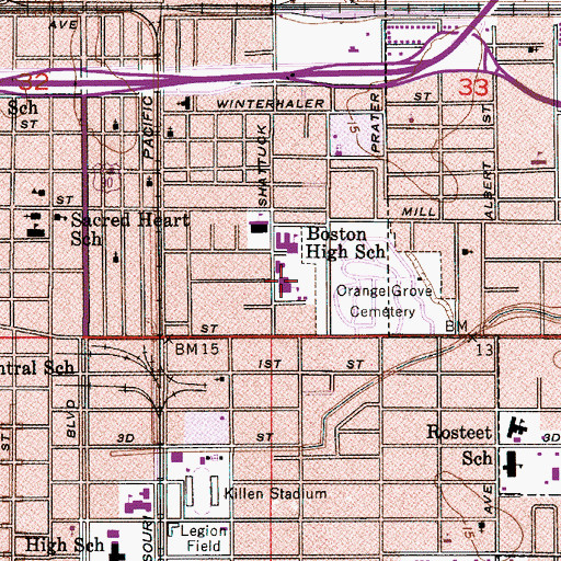 Topographic Map of Calcasieu Parish Alternative Site School, LA