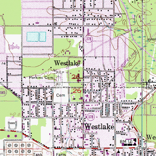 Topographic Map of Saint John Bosco Catholic Church, LA