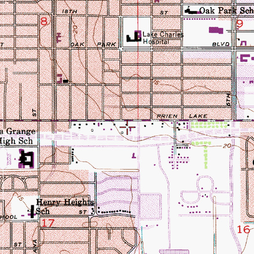 Topographic Map of Saint Pauls Lutheran Church, LA