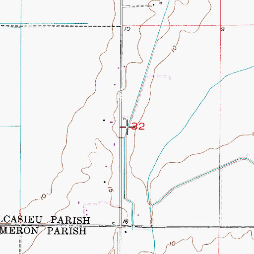 Topographic Map of Section 32 Gas Field, LA