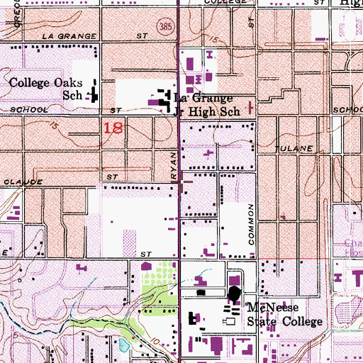 Topographic Map of The Ryan Shopping Center, LA