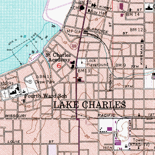 Topographic Map of Trinity Baptist Church, LA