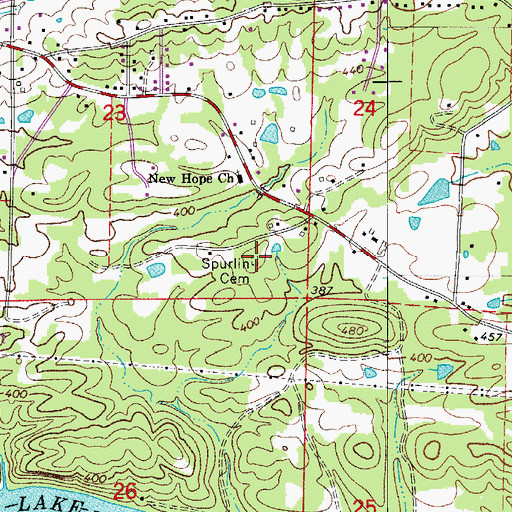 Topographic Map of Spurlin Cemetery, AR