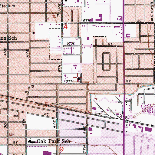 Topographic Map of Twelfth Street Baptist Church, LA