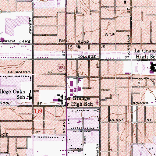 Topographic Map of University United Methodist Church, LA