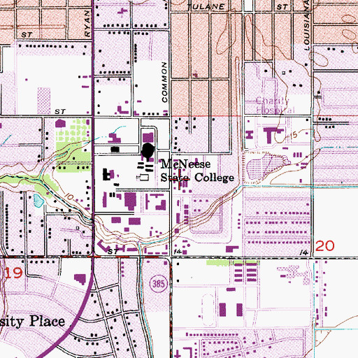 Topographic Map of Victory Baptist Church, LA