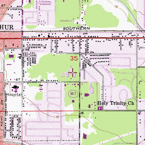 Topographic Map of W W Lewis Middle School, LA
