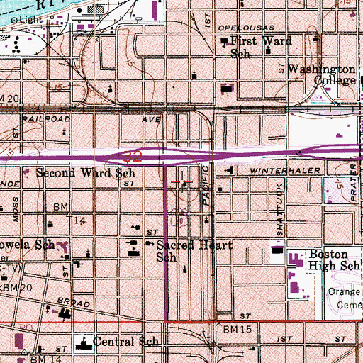 Topographic Map of Warren United Methodist Church, LA