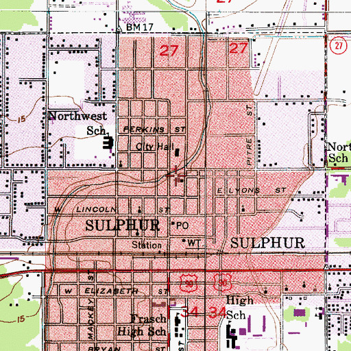 Topographic Map of Wesley United Methodist Church, LA