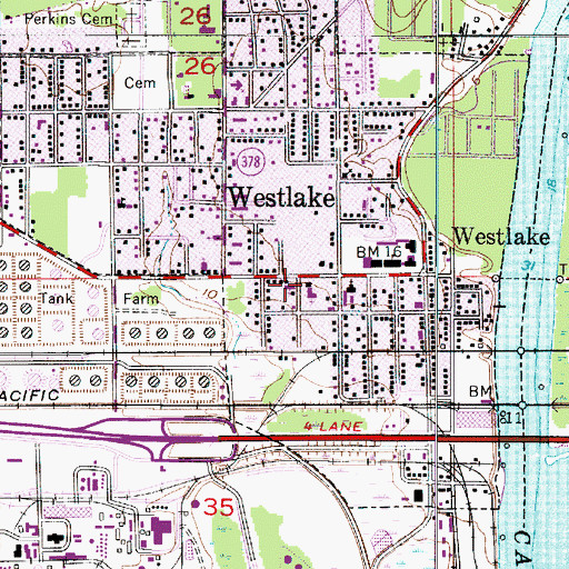 Topographic Map of Westlake Assembly of God Church, LA