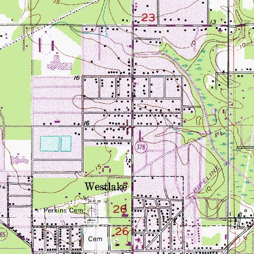 Topographic Map of Westlake Branch Library, LA