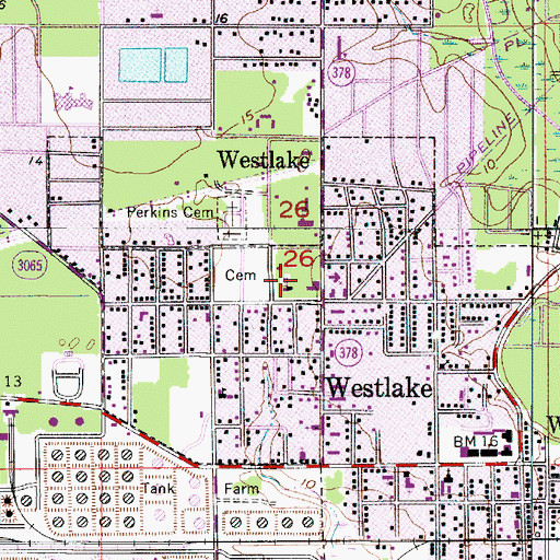 Topographic Map of Westlake Recreation Center, LA