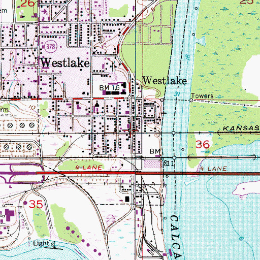 Topographic Map of Westlake Revival Center, LA