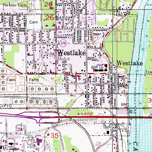 Topographic Map of Westlake United Methodist Church, LA