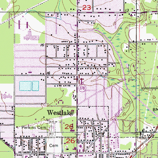 Topographic Map of Westwood Elementary School, LA