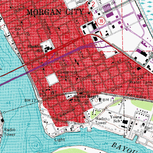 Topographic Map of Atkinson Memorial Presbyterian Church, LA