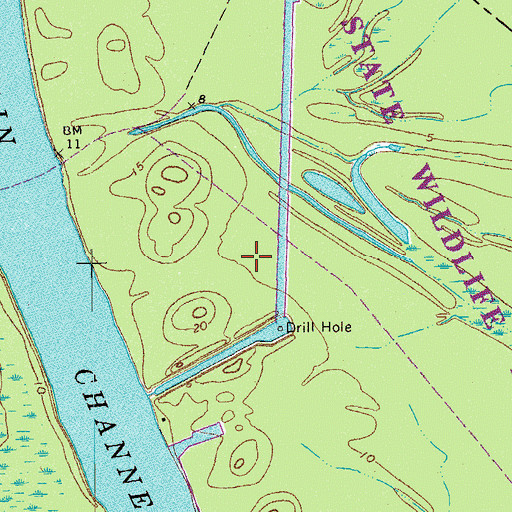 Topographic Map of Attakapas Island State Wildlife Managment Area, LA