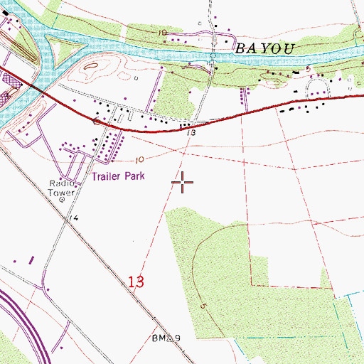 Topographic Map of Baldwin Gas Field, LA