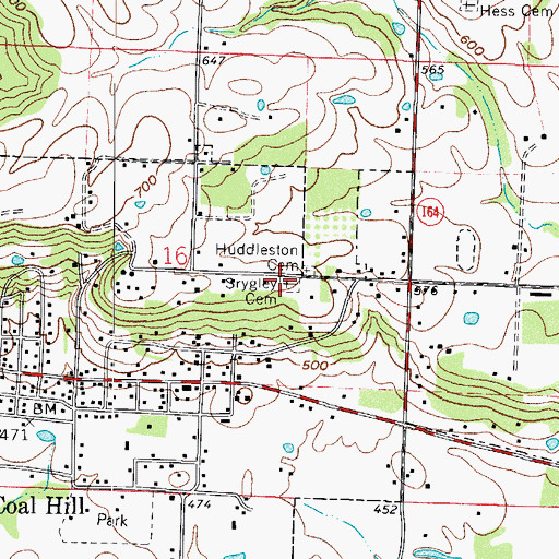 Topographic Map of Srygley Cemetery, AR