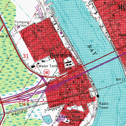 Topographic Map of Berwick Branch Saint Mary Parish Library, LA