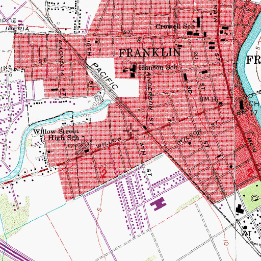 Topographic Map of Bunche Branch Saint Mary Parish Library, LA