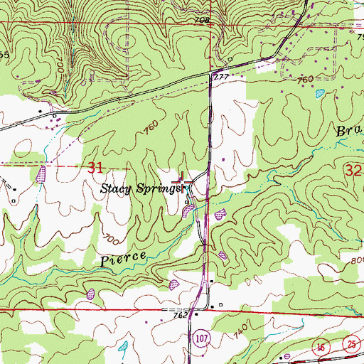 Topographic Map of Stacy Springs, AR