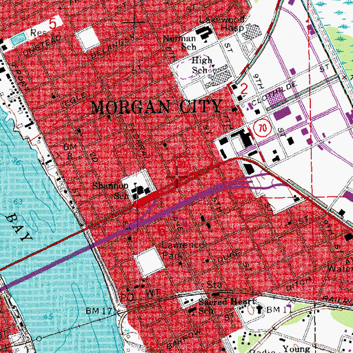 Topographic Map of Fort Star Historical Market, LA