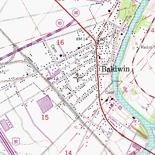 Topographic Map of G W Hamilton Elementary School, LA