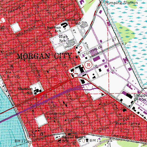 Topographic Map of Guarisco Evans Shopping Center, LA