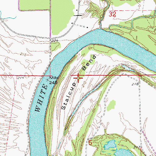 Topographic Map of Stalcup Bend, AR