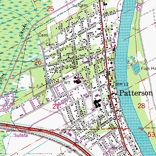 Topographic Map of Hattie A Watts Elementary School, LA