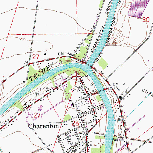 Topographic Map of Indian Bend, LA