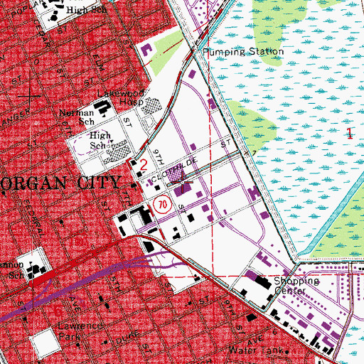 Topographic Map of Inglewood Mall Shopping Center, LA