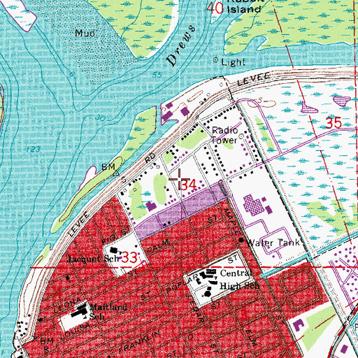 Topographic Map of Jimmy Magee Park, LA