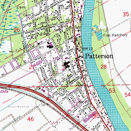 Topographic Map of Patterson Junior High School, LA