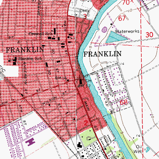 Topographic Map of Saint Mary Parish Courthouse, LA