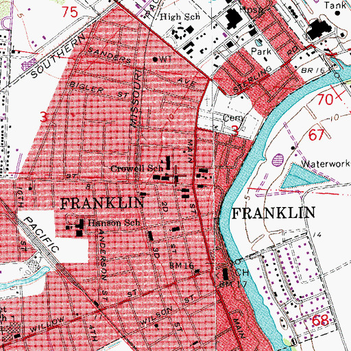 Topographic Map of Saint Parish Library, LA