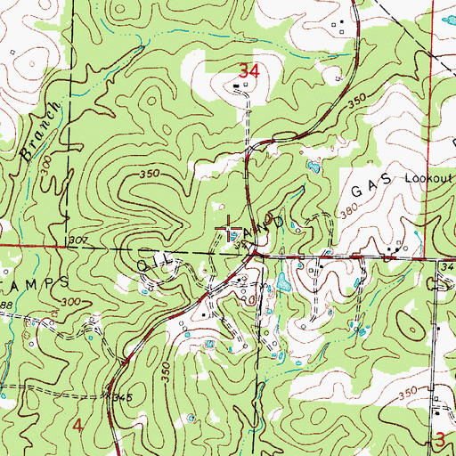 Topographic Map of Stamps Oil and Gas Field, AR