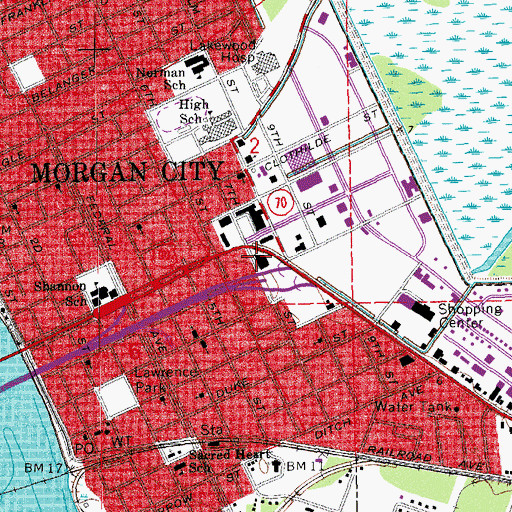 Topographic Map of Saint Mary Plaza Shopping Center, LA