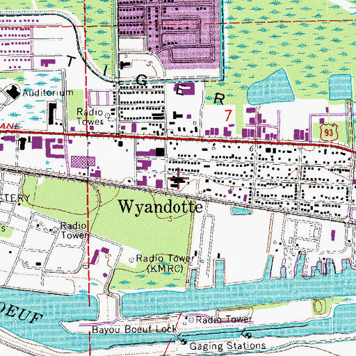 Topographic Map of Wyandotte Elementary School, LA