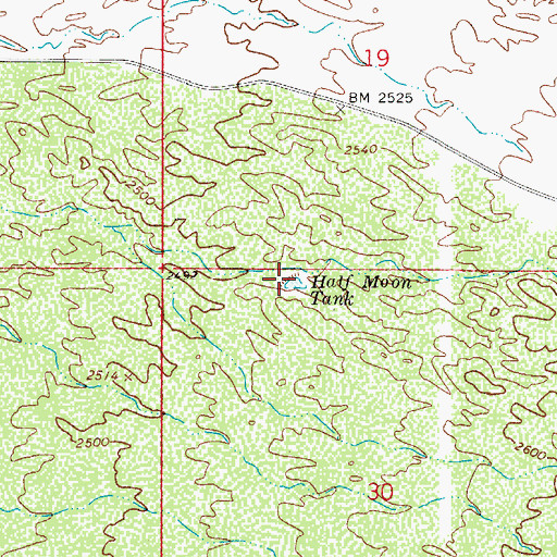 Topographic Map of Half Moon Tank, AZ
