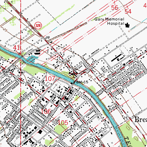 Topographic Map of Breauxbridge Shopping Center, LA