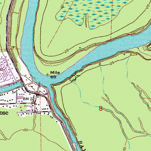 Topographic Map of Butte La Rose Cemetery, LA
