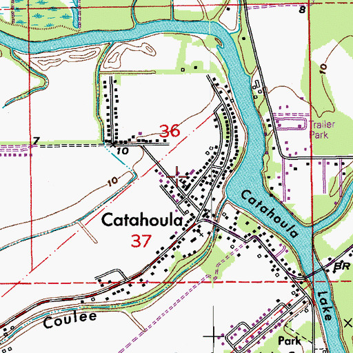 Topographic Map of Catahoula Elementary School, LA