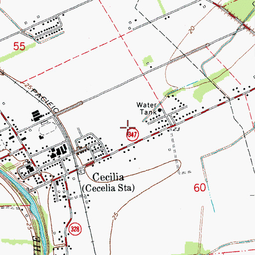Topographic Map of Cecilia High School, LA