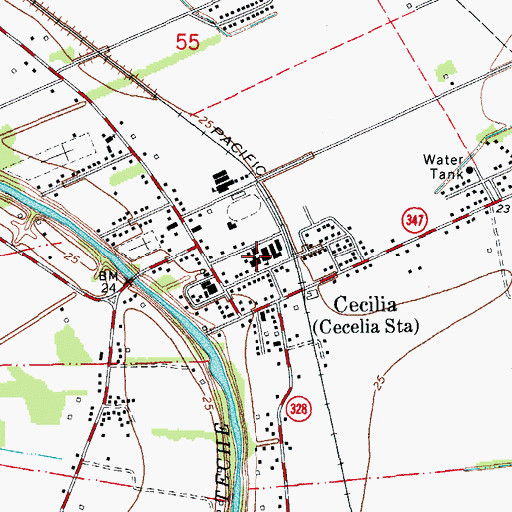 Topographic Map of Cecilia Junior High School, LA
