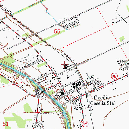 Topographic Map of Cecilia Primary School, LA