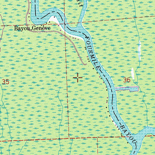 Topographic Map of Den Bayou, LA