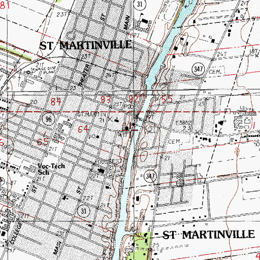 Topographic Map of Evangeline Oak Park, LA