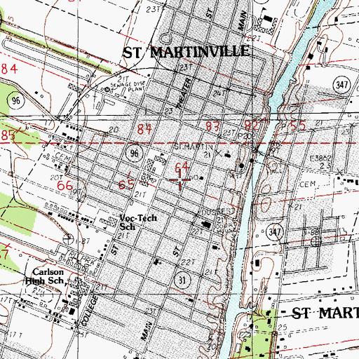 Topographic Map of Evangeline Volunteer Fire Department, LA